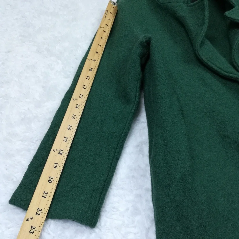 Rachel Zoe Womens Cardigan Jacket Wool Blend Dark Green Open Front Textured XL